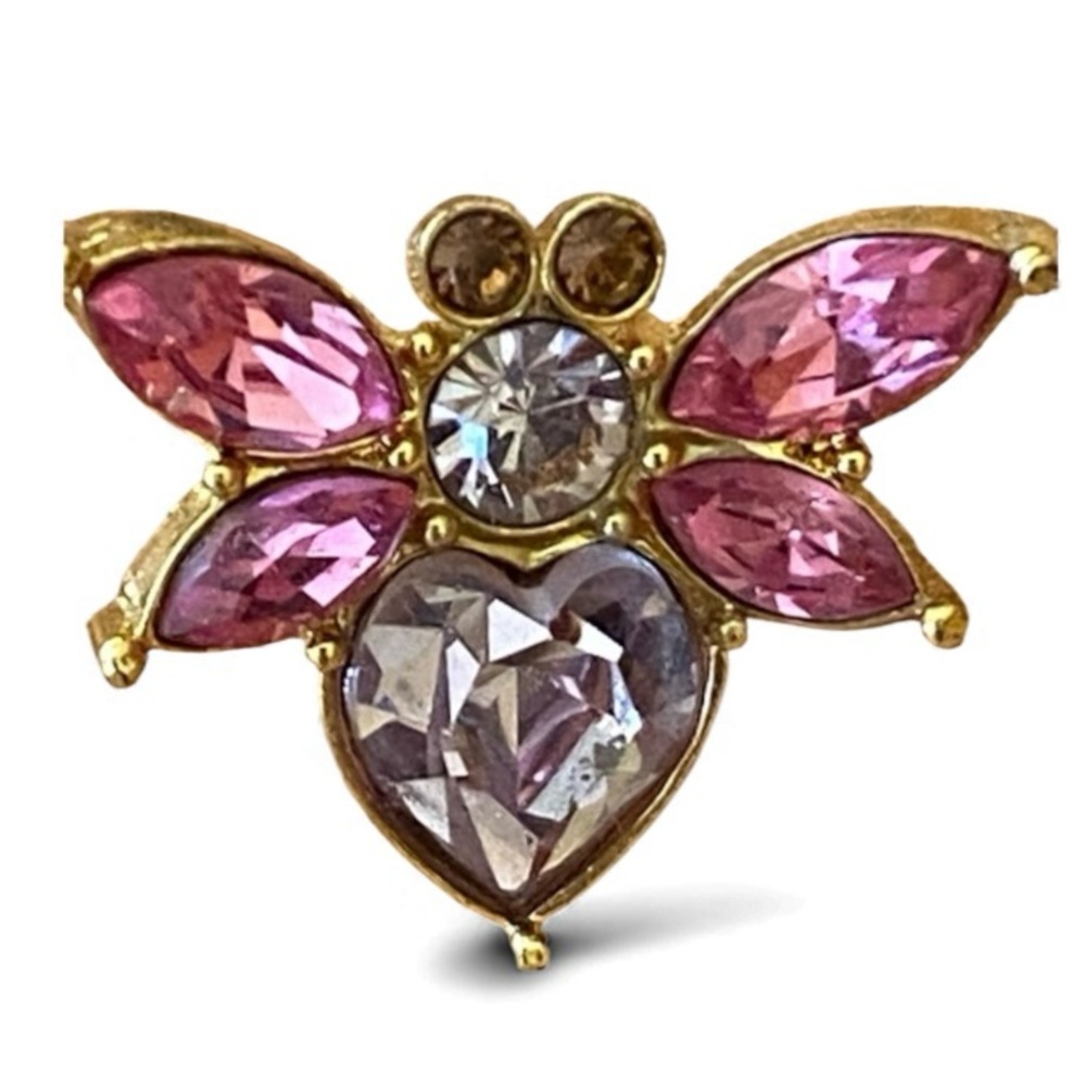 SWAROVSKI PINK & PURPLE WINGED BUG SCATTER LAPEL PIN OR TIE TAC - Picture 6 of 6
